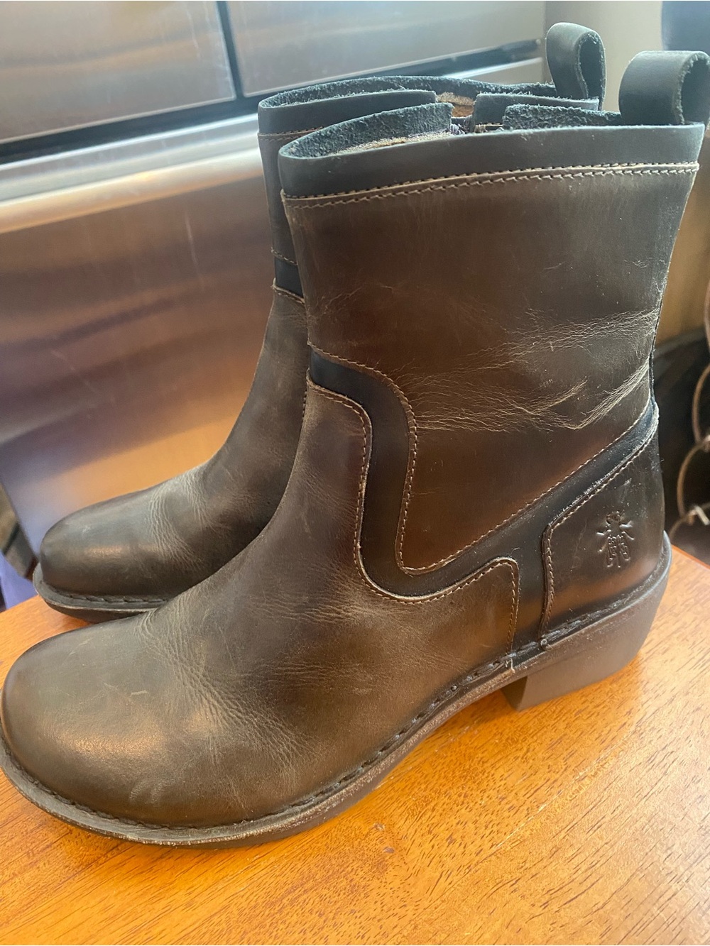Fly London Mizi Brown Leather Ankle Boots 7.5m New, no box